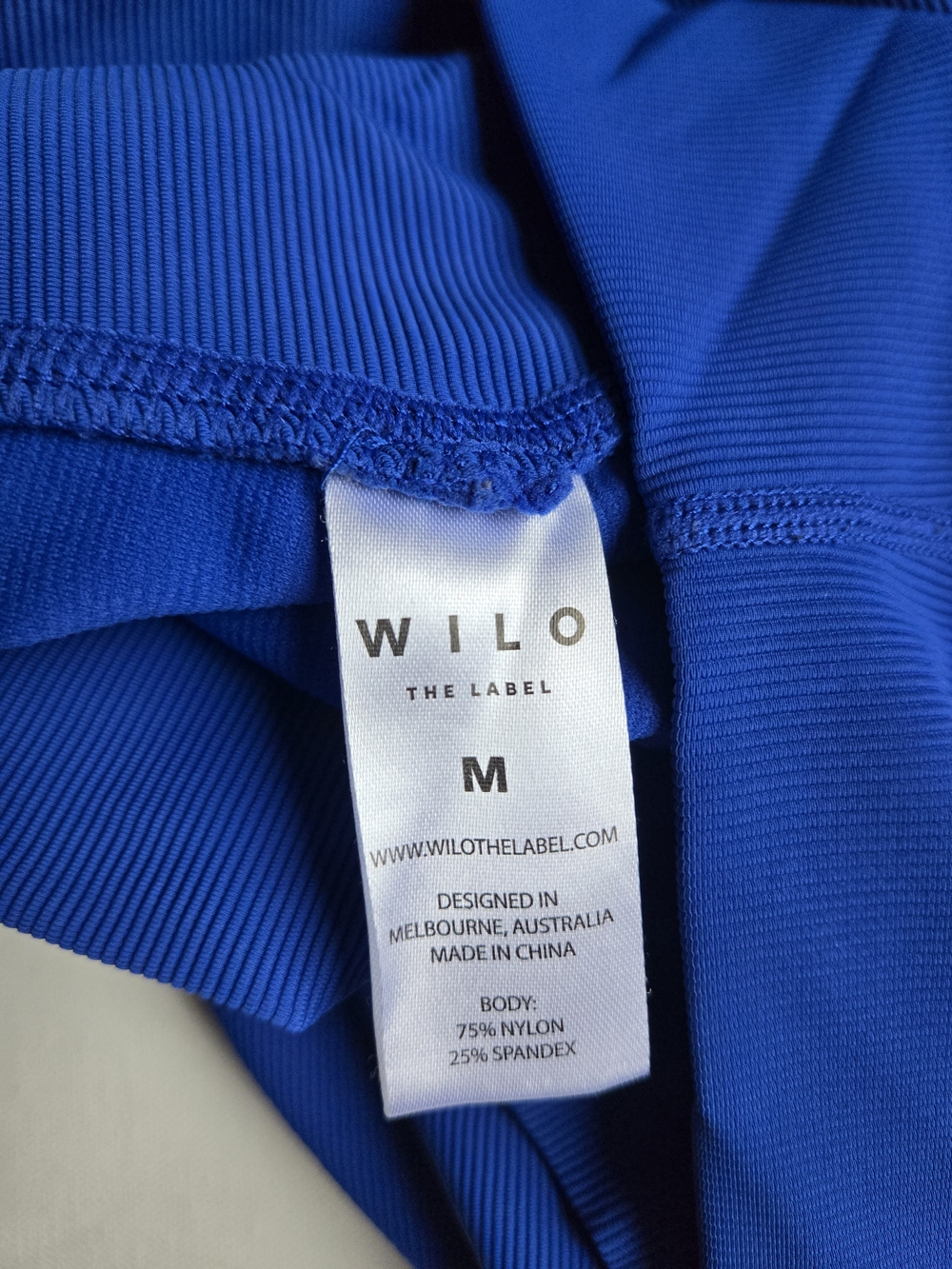 NWOT- Wilo The Label High-Waist Ribbed Leggings in Electric Blue Women's Size M - Picture 9 of 9